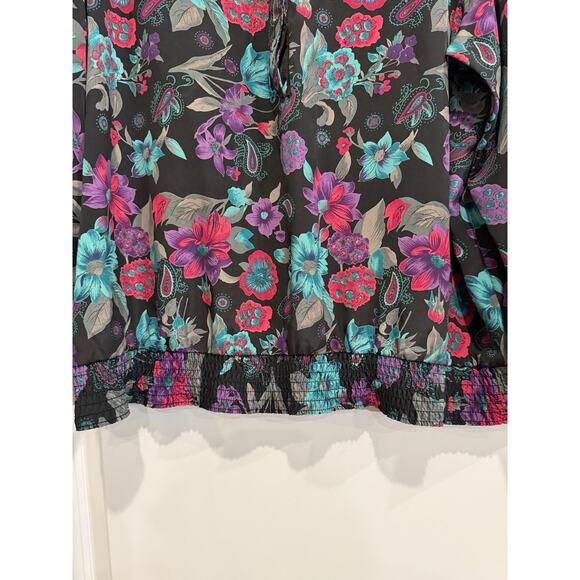 Vintage Alfred Dunner Floral Blouse Smocked Hem Top Shirt Womens Size 42 XL - Picture 3 of 7